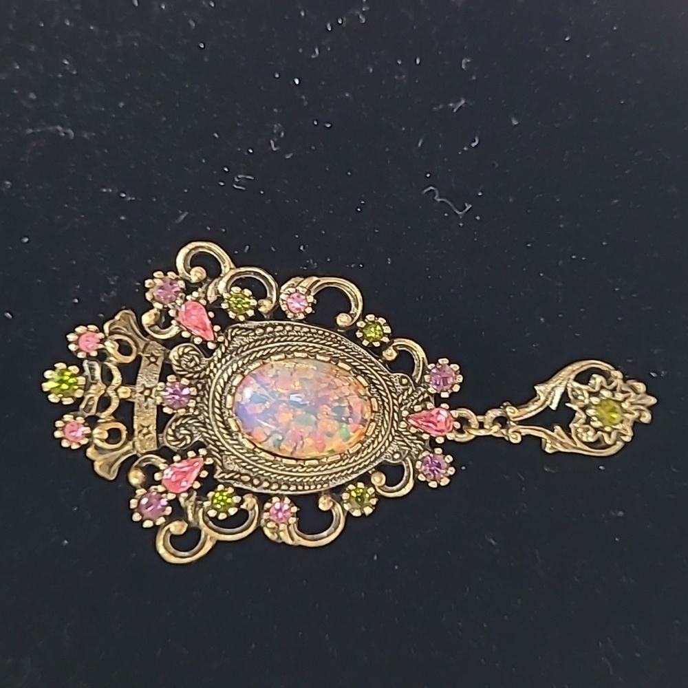 Sarah Coventry Contessa/Cabochon Rhinestone Brooch/Pendant Vintage Multicolor - Picture 11 of 11